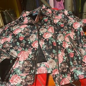 Floral Bomber Jacket in Black and Pink